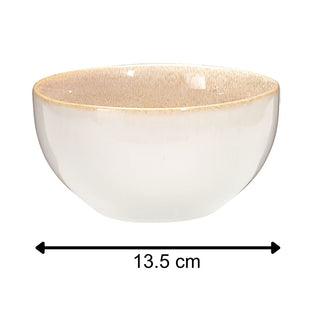 Set of 4 Sandstone Stoneware Bowls, 580ml Reactive Glaze Cereal Soup Bowls