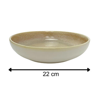Set of 4 Sandstone Stoneware Deep Plates, 22cm Reactive Glaze Pasta Bowl Dishes