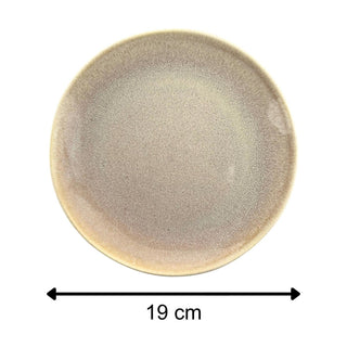 Set of 4 Sandstone Stoneware Side Plates, 19cm Reactive Glaze Round Plates