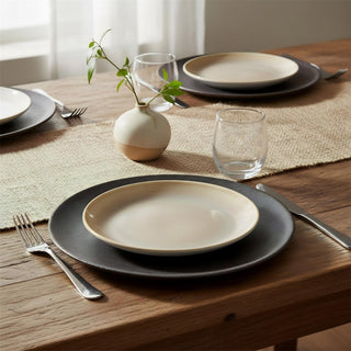 Set of 4 Sandstone Stoneware Side Plates, 19cm Reactive Glaze Round Plates