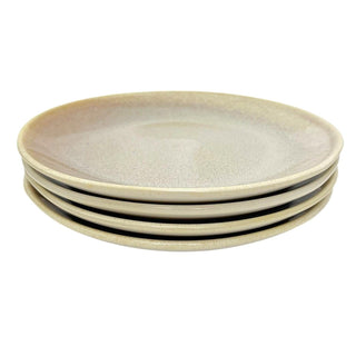 Set of 4 Sandstone Stoneware Side Plates, 19cm Reactive Glaze Round Plates