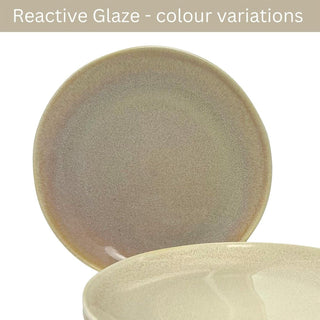 Set of 4 Sandstone Stoneware Side Plates, 19cm Reactive Glaze Round Plates