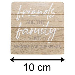 Set Of 4 Shabby Chic House Design Wooden Coasters | Family Friends Quotes Coasters With Holder Cup Mug Table Mats | Wood Drinks Coaster Set