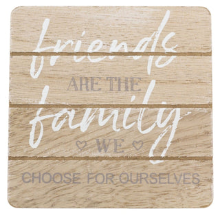Set Of 4 Shabby Chic House Design Wooden Coasters | Family Friends Quotes Coasters With Holder Cup Mug Table Mats | Wood Drinks Coaster Set