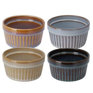 Set of 4 Stoneware Ramekins, 200ml Individual Ovenproof Souffle Baking Dishes
