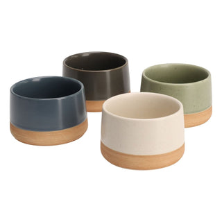 Set of 4 Stoneware Snack Bowls, Ceramic Nibbles Tapas Bowls, Dip Serving Dishes