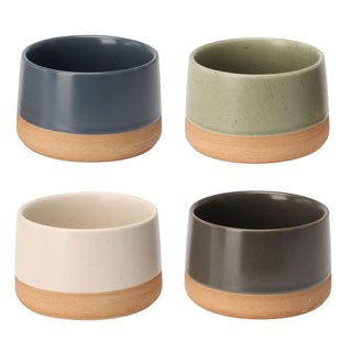 Set of 4 Stoneware Snack Bowls, Ceramic Nibbles Tapas Bowls, Dip Serving Dishes