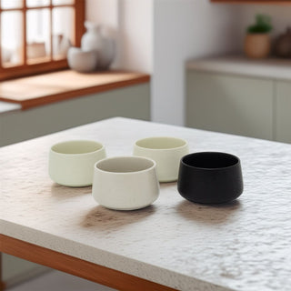 Set of 4 Stoneware Tapas Bowls | 4 - piece Conical Snack and Dip Serving Dishes