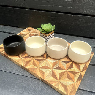 Set of 4 Stoneware Tapas Bowls | 4 - piece Conical Snack and Dip Serving Dishes