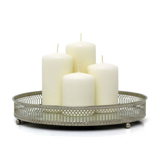 Set of 4 Unscented Ivory Pillar Candles | Long - Burning Candles for Home & Events