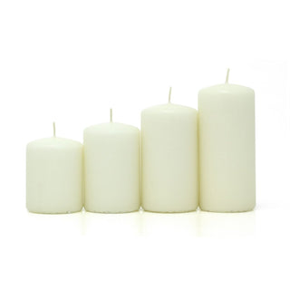 Set of 4 Unscented Ivory Pillar Candles | Long - Burning Candles for Home & Events