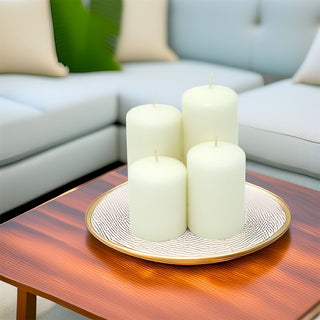 Set of 4 Unscented Ivory Pillar Candles | Long - Burning Candles for Home & Events