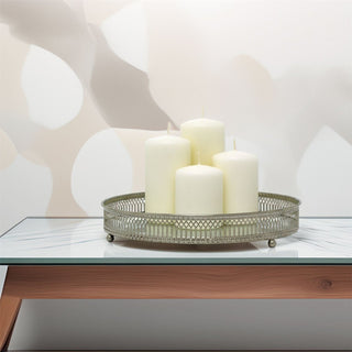 Set of 4 Unscented Ivory Pillar Candles | Long - Burning Candles for Home & Events