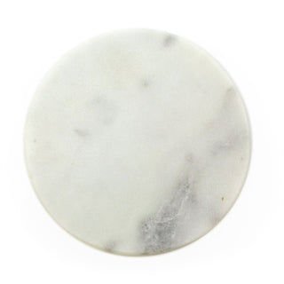 Set Of 4 White Marble Coasters | 4 Piece Round Natural Stone Marble Coaster Set