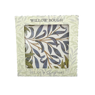 Set of 4 William Morris Willow Bough Coasters, Drinks Coasters - 10.5cm