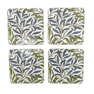 Set of 4 William Morris Willow Bough Coasters, Drinks Coasters - 10.5cm