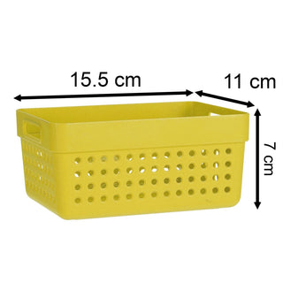 Set of 5 Plastic Storage Baskets, 15.5x11x7cm Multi Colour Drawer Organiser Bins