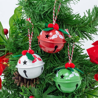 Set of 6 Baubles Festive Jingle Bells | Christmas Tree Hanging Ornaments - 4cm