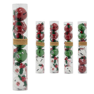 Set of 6 Baubles Festive Jingle Bells | Christmas Tree Hanging Ornaments - 4cm