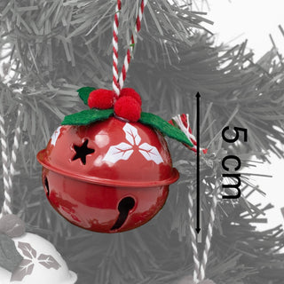 Set of 6 Baubles Festive Jingle Bells | Christmas Tree Hanging Ornaments - 4cm