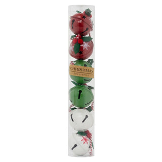 Set of 6 Baubles Festive Jingle Bells | Christmas Tree Hanging Ornaments - 4cm
