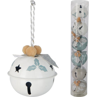 Set of 6 Baubles Pastel Jingle Bells | Christmas Tree Hanging Ornaments - 4cm