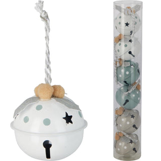 Set of 6 Baubles Pastel Jingle Bells | Christmas Tree Hanging Ornaments - 4cm