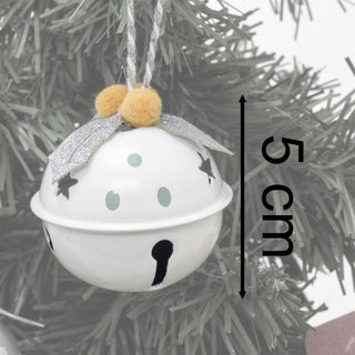 Set of 6 Baubles Pastel Jingle Bells | Christmas Tree Hanging Ornaments - 4cm