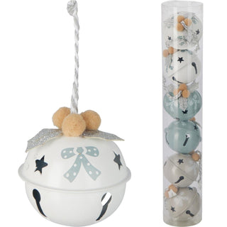 Set of 6 Baubles Pastel Jingle Bells | Christmas Tree Hanging Ornaments - 4cm