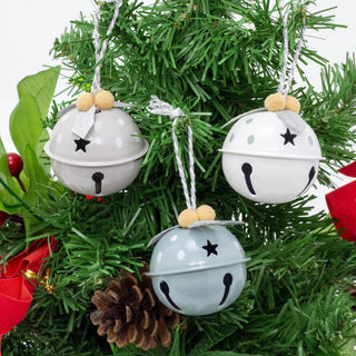 Set of 6 Baubles Pastel Jingle Bells | Christmas Tree Hanging Ornaments - 4cm