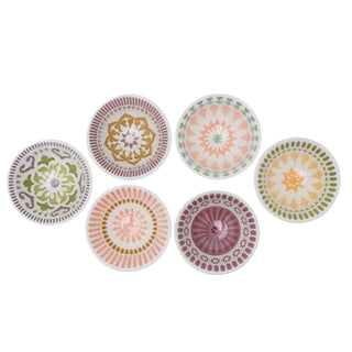 Set of 6 Ceramic Snack Bowls, 240ml Boho Dip Nibbles Serving Bowls - 10.5x6cm
