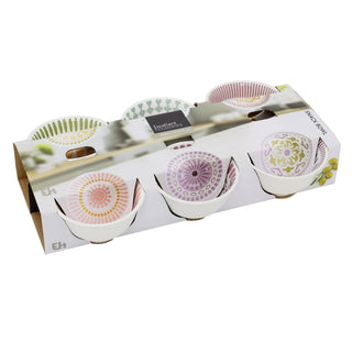 Set of 6 Ceramic Snack Bowls, 240ml Boho Dip Nibbles Serving Bowls - 10.5x6cm