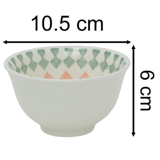 Set of 6 Ceramic Snack Bowls, 240ml Boho Dip Nibbles Serving Bowls - 10.5x6cm