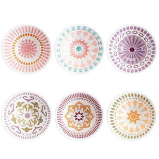 Set of 6 Ceramic Snack Bowls, 240ml Boho Dip Nibbles Serving Bowls - 10.5x6cm