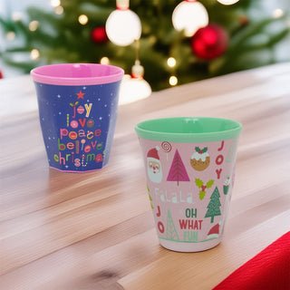 Set of 6 Children's Christmas Beaker | Festive Kids Cup with Christmas Character Design | Plastic Tumbler - 290ml