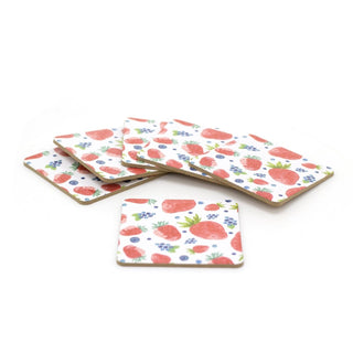 Set Of 6 Citrus Fruit Design Coasters | Kitchen Drink Coasters Set | Cork Cup Mug Table Mats - Design Varies One Supplied