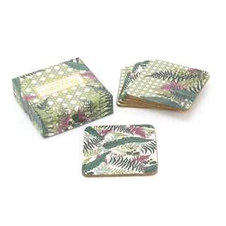 Set of 6 Fernology Coasters | Fern Design Drinks Coaster Set | Cup Mug Drinks Mats Coaster 10cm