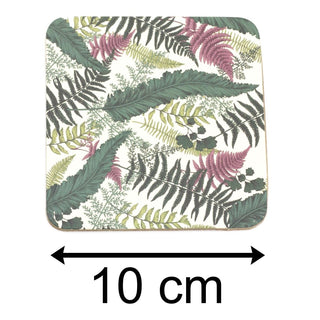 Set of 6 Fernology Coasters | Fern Design Drinks Coaster Set | Cup Mug Drinks Mats Coaster 10cm