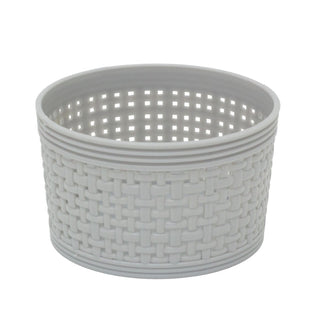 Set of 6 Grey Plastic Storage Baskets, Woven Style Organiser Bins Assorted Sizes