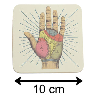 Set Of 6 Phrenology Palmistry Coasters | Novelty Drinks Coasters Set | Mugs Glasses Cups Table Mats