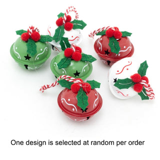 Set of 6 Small Festive Jingle Bells | Christmas Tree Hanging Ornaments - 4cm