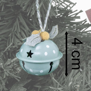 Set of 6 Small Pastel Jingle Bells | Christmas Tree Hanging Ornaments - 4cm