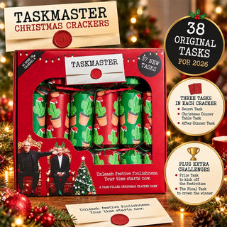 Set of 6 Taskmaster Christmas Crackers, 2026 Festive Party Game with 38 Tasks