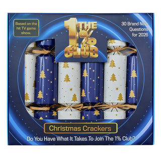 Set of 6 The 1% Club Christmas Crackers, 30cm Quiz Game with 30 Questions