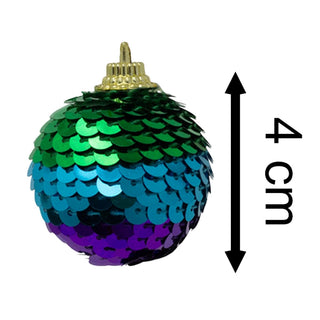 Set of 8 Sequin Rainbow Christmas Baubles | Multicoloured Tree Decorations - 4cm