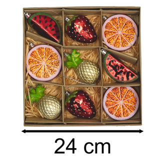 Set of 9 Fruit - Themed Christmas Tree Ornaments | Fruit Hanging Decorations
