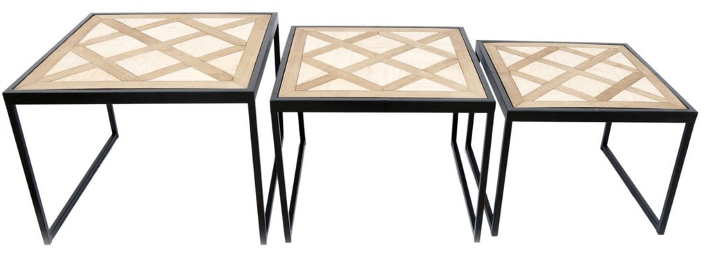 Set Of Three Geometric Pattern Side Tables – Carousel