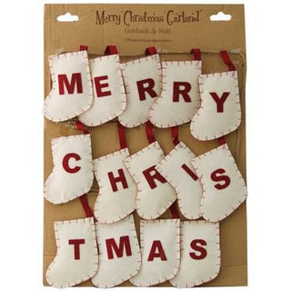 Shabby Chic Style Christmas Bunting Garland Decoration ~ White Stocking Merry Christmas Bunting