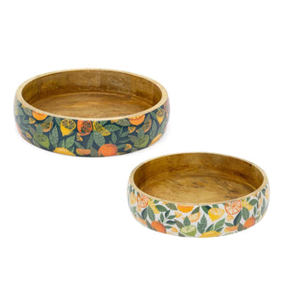 Shallow Citrus Zest Wooden Fruit Bowl | Mango Wood Salad & Serving Dish - 30cm