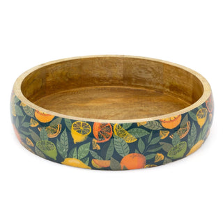 Shallow Citrus Zest Wooden Fruit Bowl | Mango Wood Salad & Serving Dish - 30cm